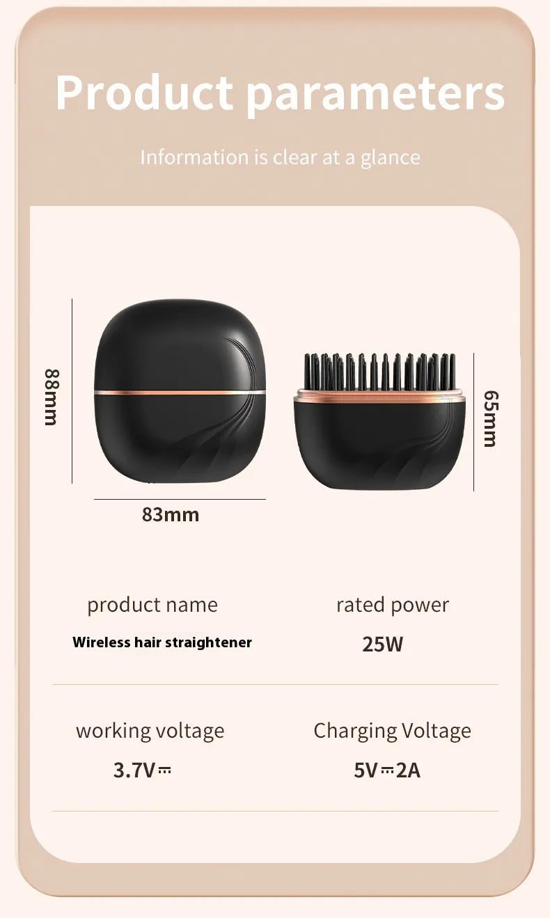 Mini Hair Straightening Comb Wireless Charging Portable Multifunctional Hair Styling Comb Hair Straightener