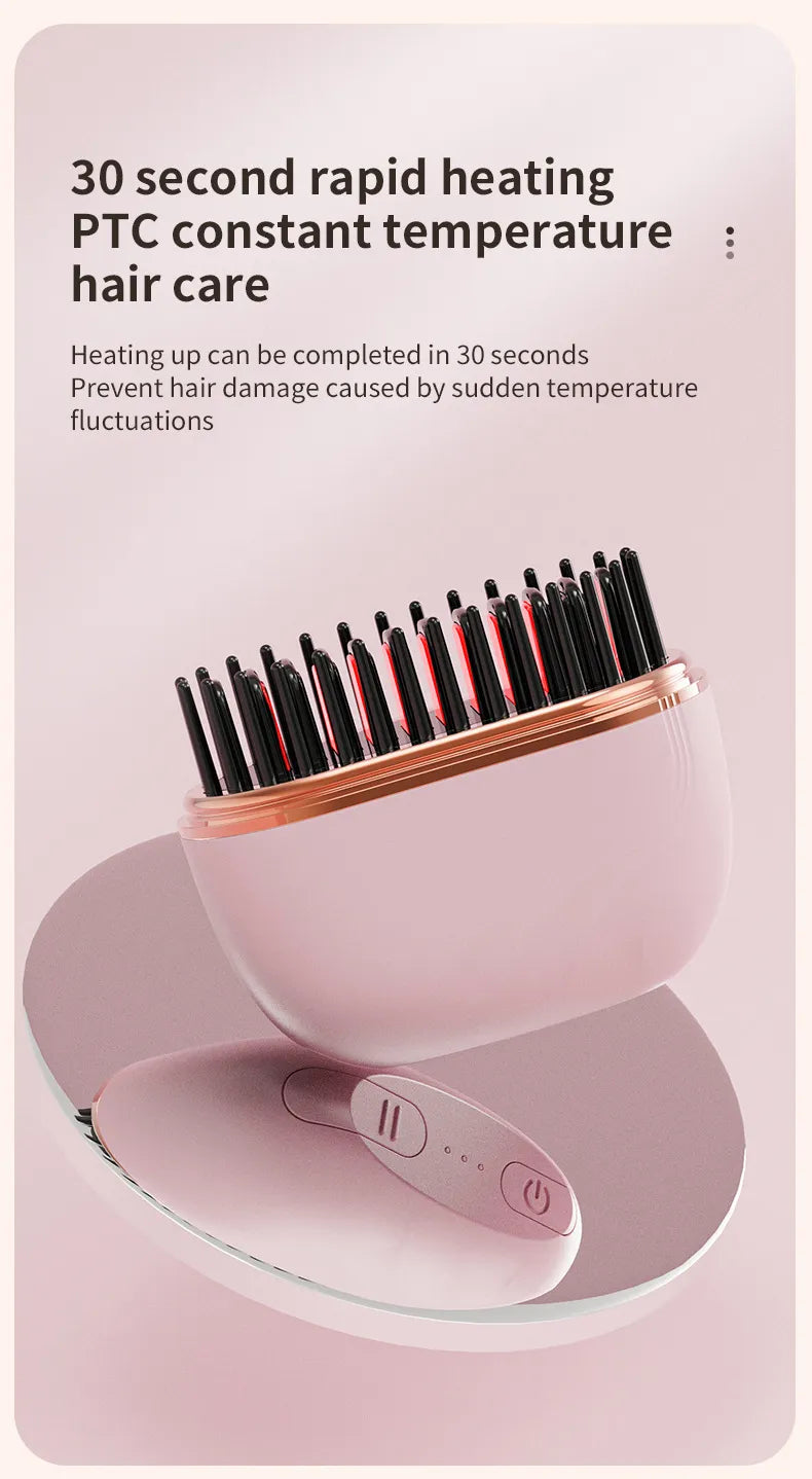Mini Hair Straightening Comb Wireless Charging Portable Multifunctional Hair Styling Comb Hair Straightener