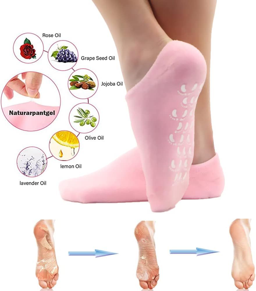 Moisturizing Spa Gel Socks for Dry & Cracked Feet – Softening Cotton Socks