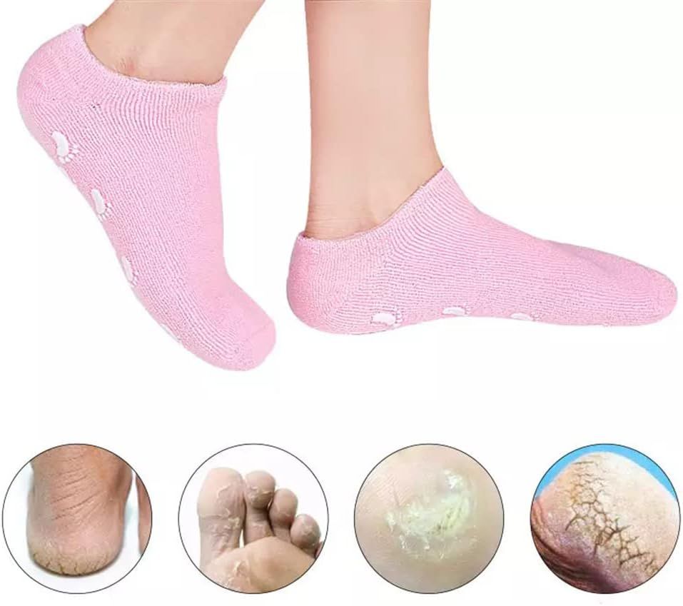 Moisturizing Spa Gel Socks for Dry & Cracked Feet – Softening Cotton Socks